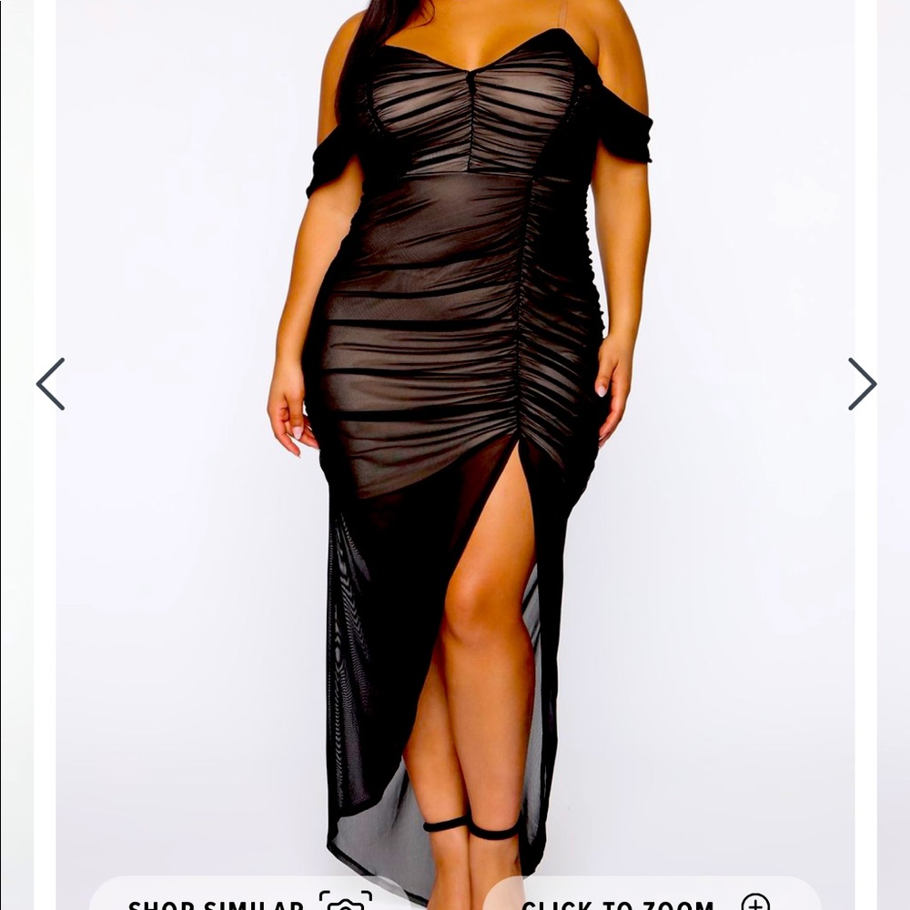 Brand new mesh black dress with high split